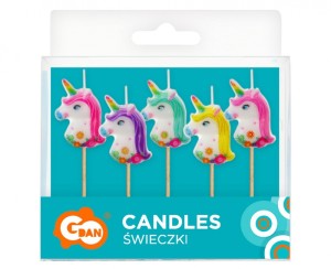 ŚWIECZKI PIKERY JEDNOROŻCE KOLOROWE 5szt.