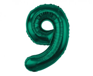 BALON FOLIOWY B&C CYFRA "9" ZIELEŃ BUTELKOWA 85cm.