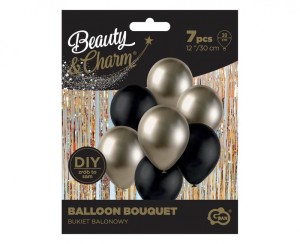 BUKIET BALONOWY B&C PROSECCO-CZARNY 7szt.