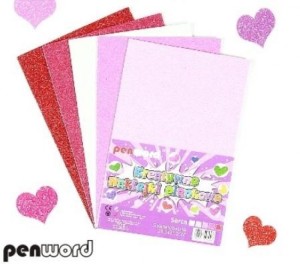 KREATYWNE NAKLEJKI PIANKOWE SERCA BROKAT MIX 5 KOL