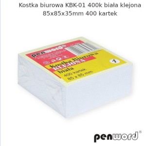 KOSTKA BIUROWA KBK-01 400K BIAŁA KLEJONA 85X85X35