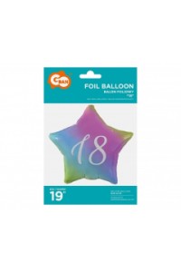 BALON FOLIOWY 19" GWIAZDA GRADIENT NADR.BIAŁY "18"