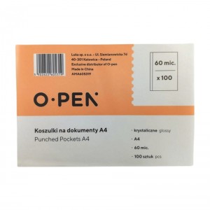KOSZULKI NA DOKUMENTY KRYSTAL.60mic A4 /100szt/