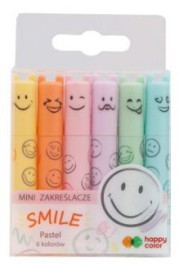 ZAKREŚLACZE MINI SMILE 6kol.PASTELOWE H.COLOR