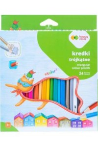 KREDKI DREWNIANE TRÓJKĄTNE 24kol.KOLOR2 H.COLOR