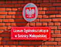Tablica z pleksi dla szkoły lub urzędu na budynek (zewnętrzna) - rozmiar 60 cm x 20 cm - Przykładowa realizacja.