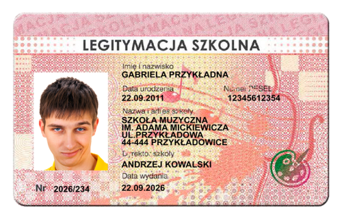 e-Legitymacja Szkolna (ART) na karcie UNIQUE 125 kHz
