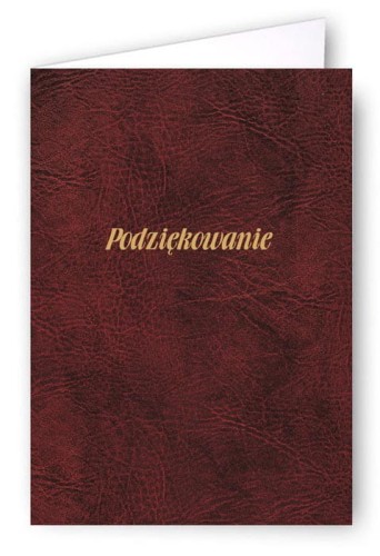 Podziękowanie - Okładka Quasi "złocona skóropodobna" z kartonu DB009 - kolor bordowy