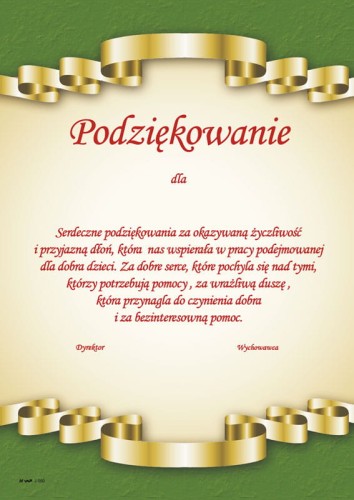 Podziękowanie - dyplom