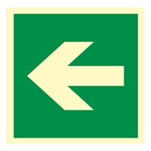 Znak fotoluminescencyjny - KIERUNEK DROGI EWAKUACYJNEJ (MAŁA STRZAŁKA)