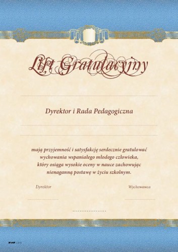 List Gratulacyjny J013