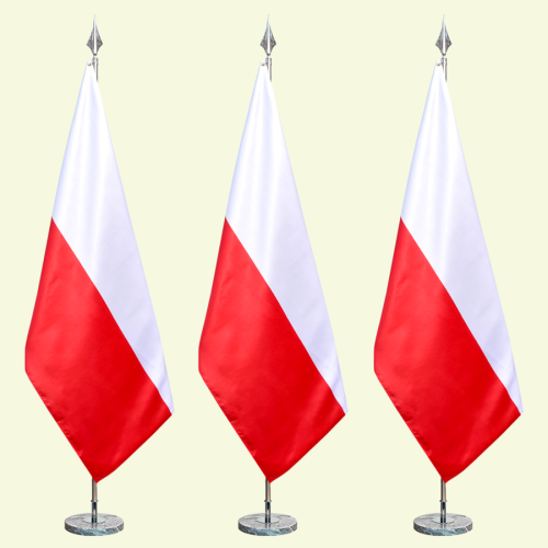 Polska Flaga Państwowa Sztandarowa Atłasowa - różne rozmiary