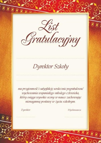 List Gratulacyjny Dla Rodziców J016
