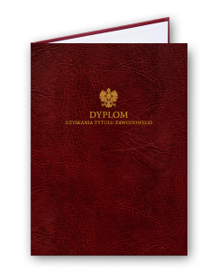 Okładka na dyplom, skóropodobna A4, złocona z napisem "Dyplom uzyskania tytułu zawodowego"