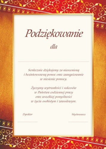 Podziękowanie - dyplom