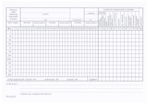 Roczna karta ewidencji obecności w pracy PU-Os-227