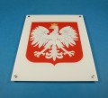 Godło Polski z białym tłem na bezbarwnej plexi 40 cm x 50 cm