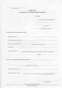 Podanie o przyjęcie do szkół ponadgimnazjalnych