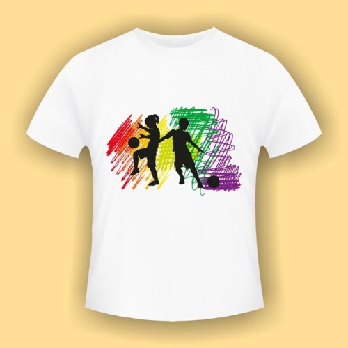 Sport wzór 01 - biała koszulka bawełniana (t-shirt) z kolorowym nadrukiem