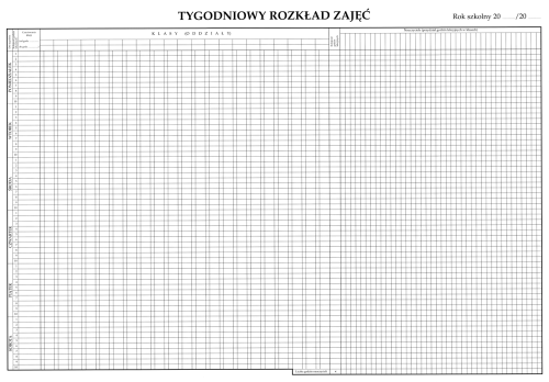 Tygodniowy plan zajęć, arkusz podziału godzin w szkole A1