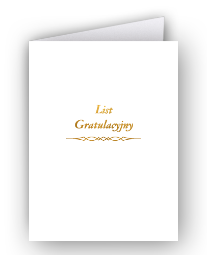 Okładka ozdobna kartonowa A4, złocona z napisem "List Gratulacyjny"