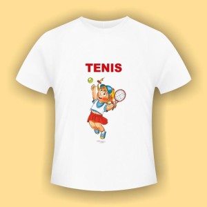 Tenis - biała koszulka bawełniana (t-shirt) z kolorowym nadrukiem