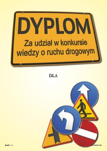 Dyplom za udział w konkursie wiedzy o ruchu drogowym X024