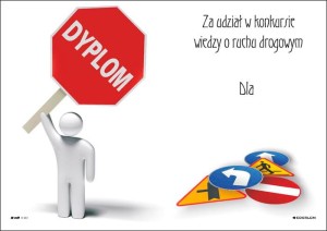 Dyplom za udział w konkursie wiedzy o ruchu drogowym X022