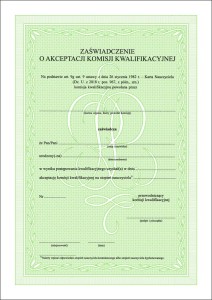 Zaświadczenie o akceptacji komisji kwalifikacyjnej zał. 2