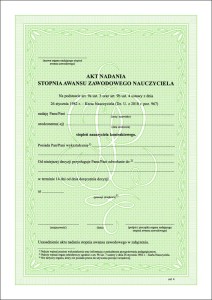 Akt nadania stopnia awansu zawodowego nauczyciela zał. 4
