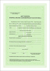 Akt nadania stopnia awansu zawodowego nauczyciela zał. 5