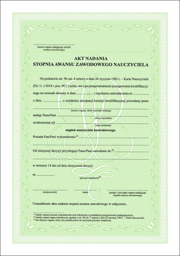 Akt nadania stopnia awansu zawodowego nauczyciela zał. 5