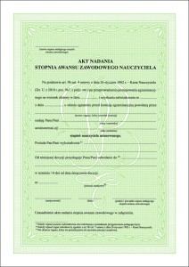 Akt nadania stopnia awansu zawodowego nauczyciela zał. 6 
