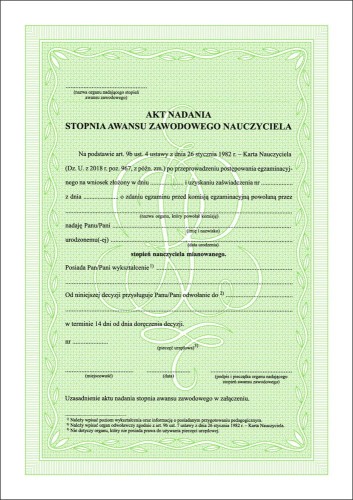Akt nadania stopnia awansu zawodowego nauczyciela zał. 6