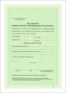 Akt nadania stopnia awansu zawodowego nauczyciela zał. 8