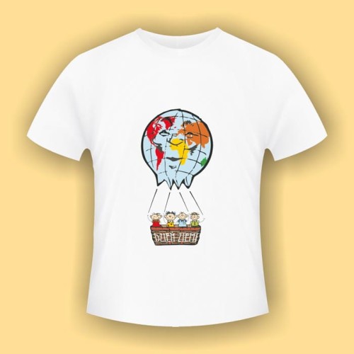 "Dzień Ziemi" wzór nr 2 - biała koszulka bawełniana (t-shirt) z kolorowym nadrukiem