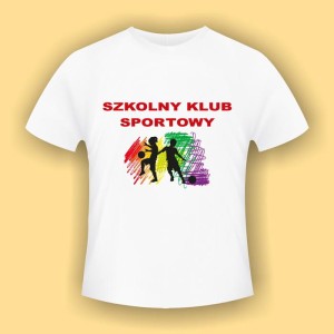 Sport wzór 02 - biała koszulka bawełniana (t-shirt) z kolorowym nadrukiem