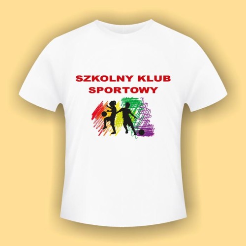 Sport wzór 02 - biała koszulka bawełniana (t-shirt) z kolorowym nadrukiem