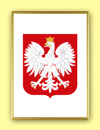 Godło Rzeczpospolitej Polskiej (Godło Polski) w aluminiowej ramce 50 cm x 40 cm (różne kolory ramek)