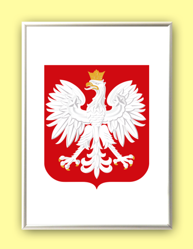 Godło Rzeczpospolitej Polskiej (Godło Polski) w aluminiowej ramce A3+ (różne kolory ramek)