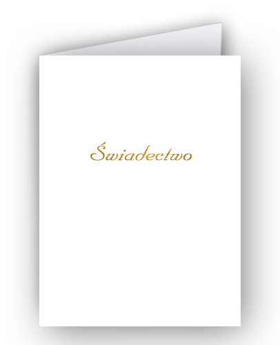 Okładka ozdobna kartonowa A4, złocona z napisem "Świadectwo"