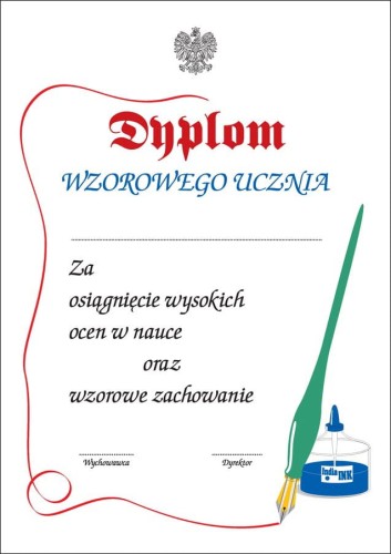 Dyplom wzorowego ucznia B013