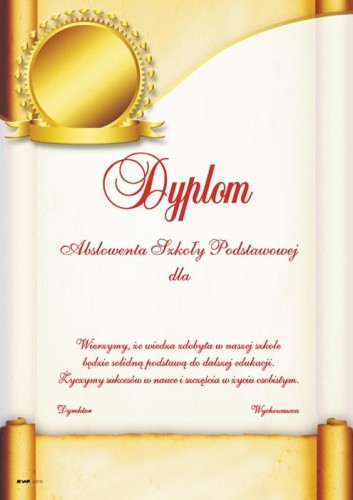 Dyplom Absolwenta Szkoły Podstawowej J010