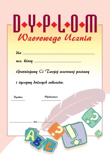 Dyplom wzorowego ucznia B012