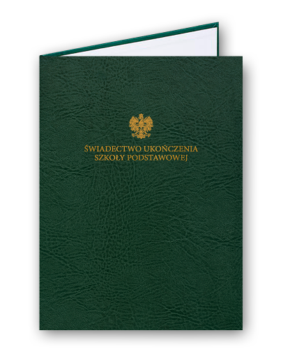 Okładka na dyplom, skóropodobna A4, złocona z napisem "Świadectwo Ukończenia Zasadniczej Szkoły Zawodowej"