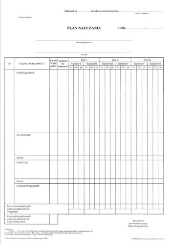Plan nauczania kolegium nauczycielskiego i nauczycielskiego kolegium języków obcych