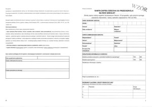 Karta zgłoszenia dziecka do przedszkola, świetlicy, półinternatu