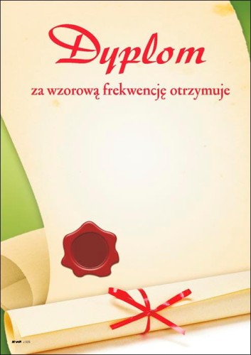 Dyplom za wzorową frekwencję J025