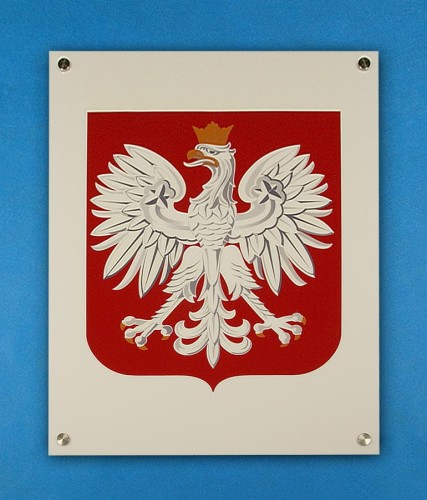 Godło Polski na mlecznej plexi OPAL do podświetlenia 40 cm x 50 cm