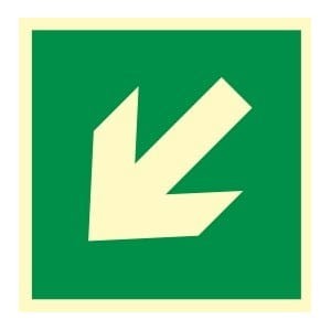 Znak fotoluminescencyjny - KIERUNEK DROGI EWAKUACYJNEJ (STRZAŁKA UKOŚNA)